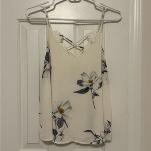 ASTR Floral Lace Trim Cami Top